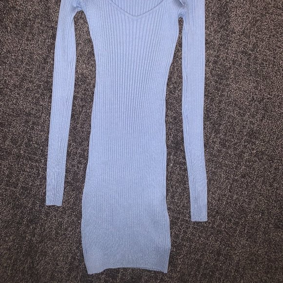 Glassons sky blue long sleeve mini dress small - Picture 2 of 2
